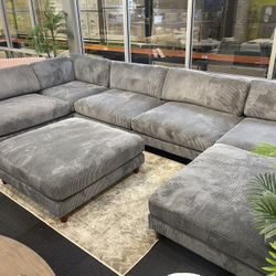 Gray Sectional Sofa - Extra Large 7 Piece Modular Sectional 