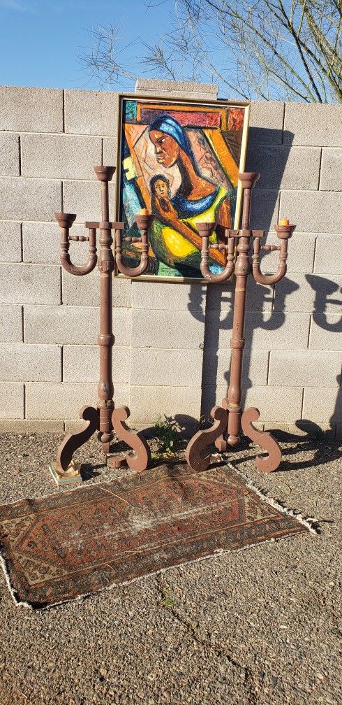 Antique Pair French Altar Candelabras