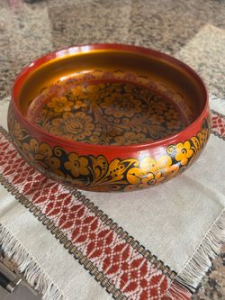 Beautiful Handmade Hand Painted Traditional Russian Bowl