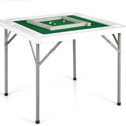 New Costway 35'' 4-Player Mahjong Card Game Portable Folding Table w/Cup & Coin Holder