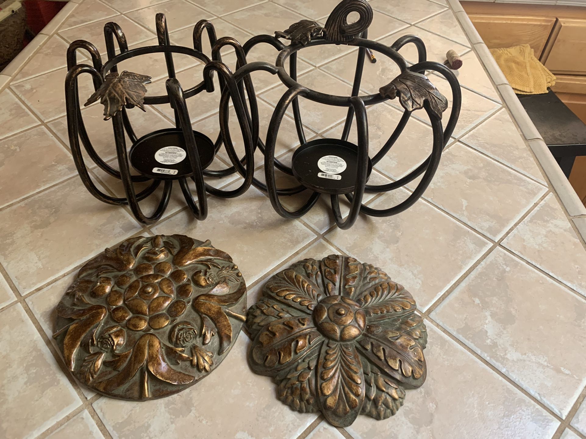 2 Fall Decor Pumpkin Candle Holders
