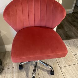 Pink Suede Swivel Chair 