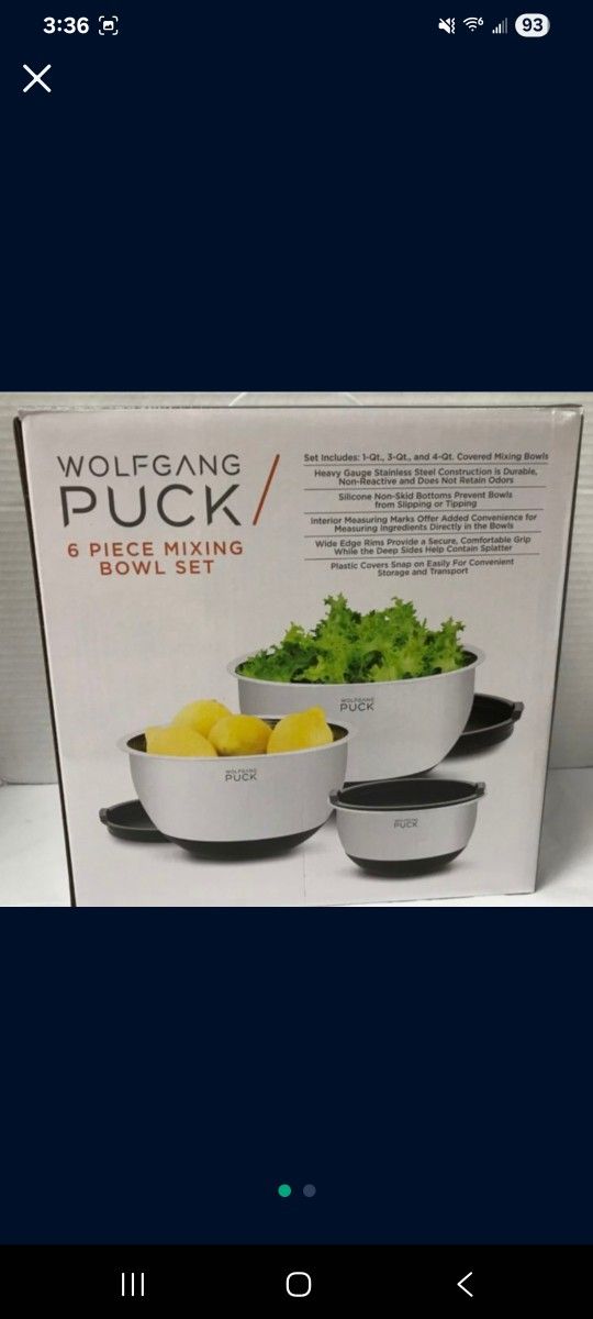 Wolfgang Puck 6 Piece Mixing Bowl Set. Brand New in box. I deliver