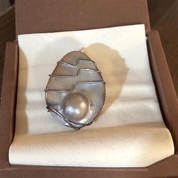 LIGHT BEING JEWELS Artisan Made Mabe Blister Pearl & .925 Silver Wrapped Pendant