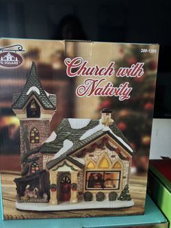 FG Square Chruch W Nativity Set