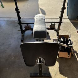 Ancheer Adjustable Weight Bench with Weights, Bars & Attachments