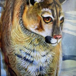 Mountain Lion Wood Carving by John Engler