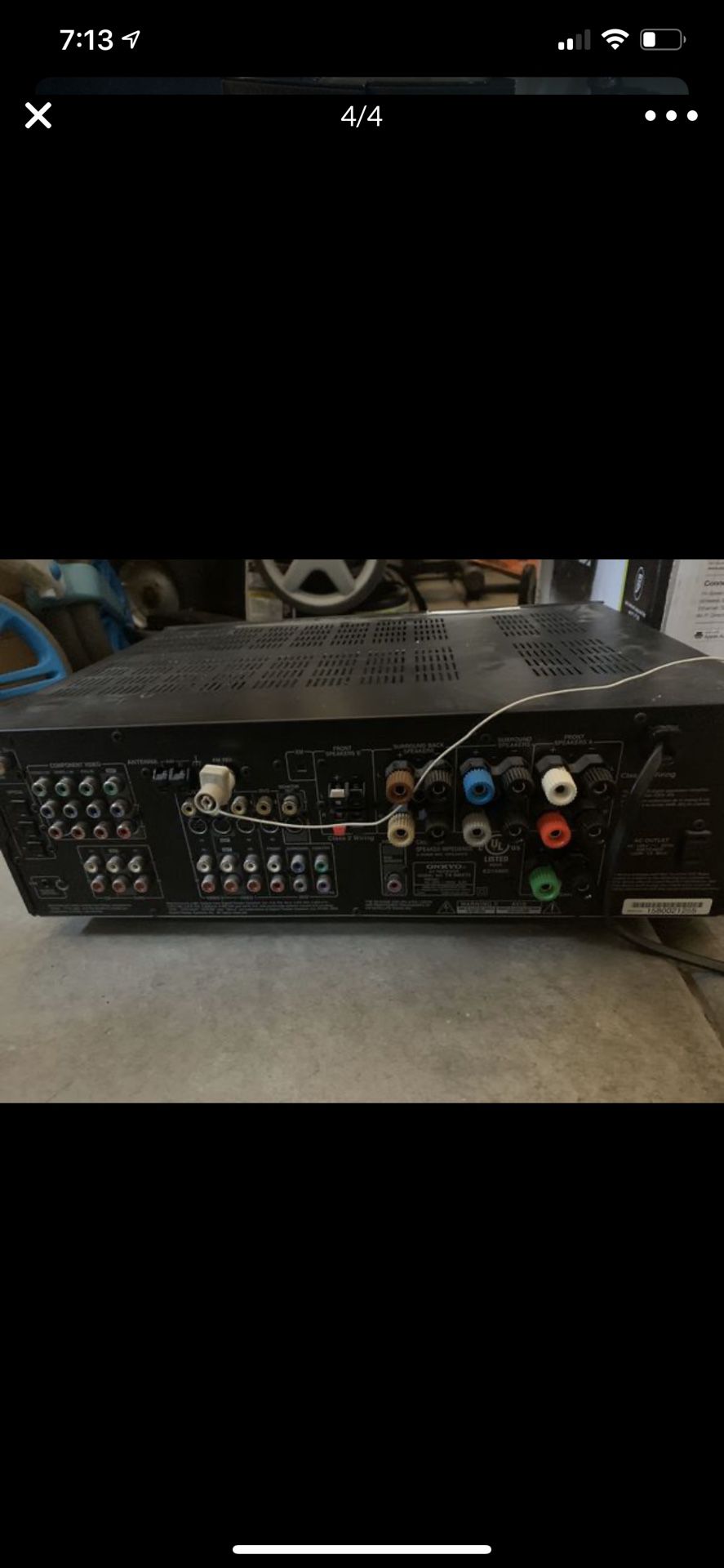 Onkyo 7.1 channel receiver and 5.1 onkyo home theater speakers (1 center, 4 surround, 1 subwoofer) does NOT have remote but can find on eBay for $20
