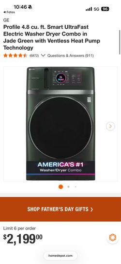 GE Profile 4.8 cu. ft. Smart UltraFast Electric Washer & Dryer Combo in Carbon Graphite with Ventles $799