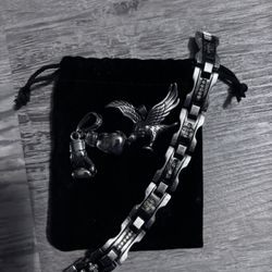 silver pendants and bracelet