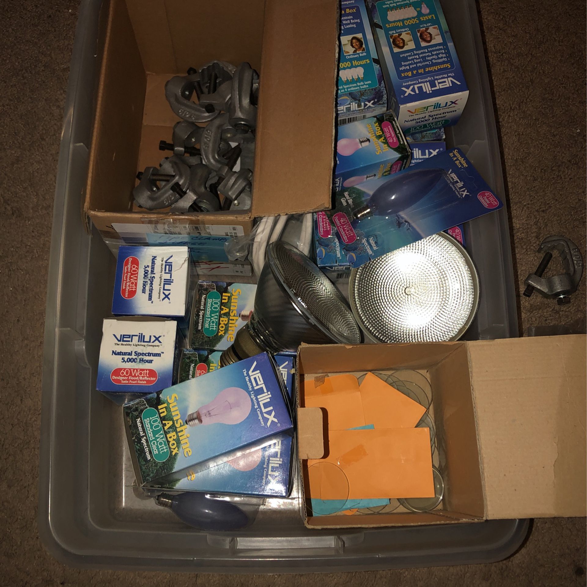 Box Of Assorted lighting supplies