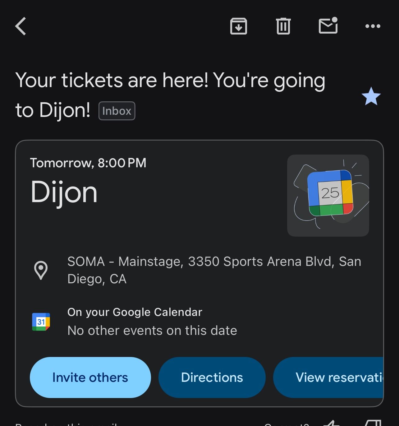 Dijon San Diego 1 Ticket 10/25