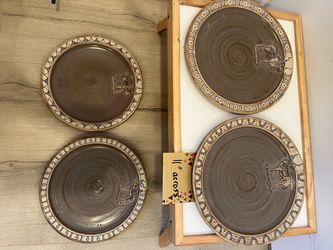 4 Pottery plates made and signed by Trixi Junge- famous potter