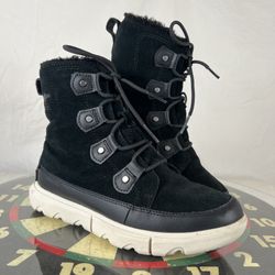 Sorel Explorer II Joan Waterproof Black Suede Snow Boots NL4462-010 Women’s Sz 8