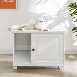Cat Litter Box Enclosure, Hidden Cat Litter Box Furniture, Modern Cat Washroom Storage Bench