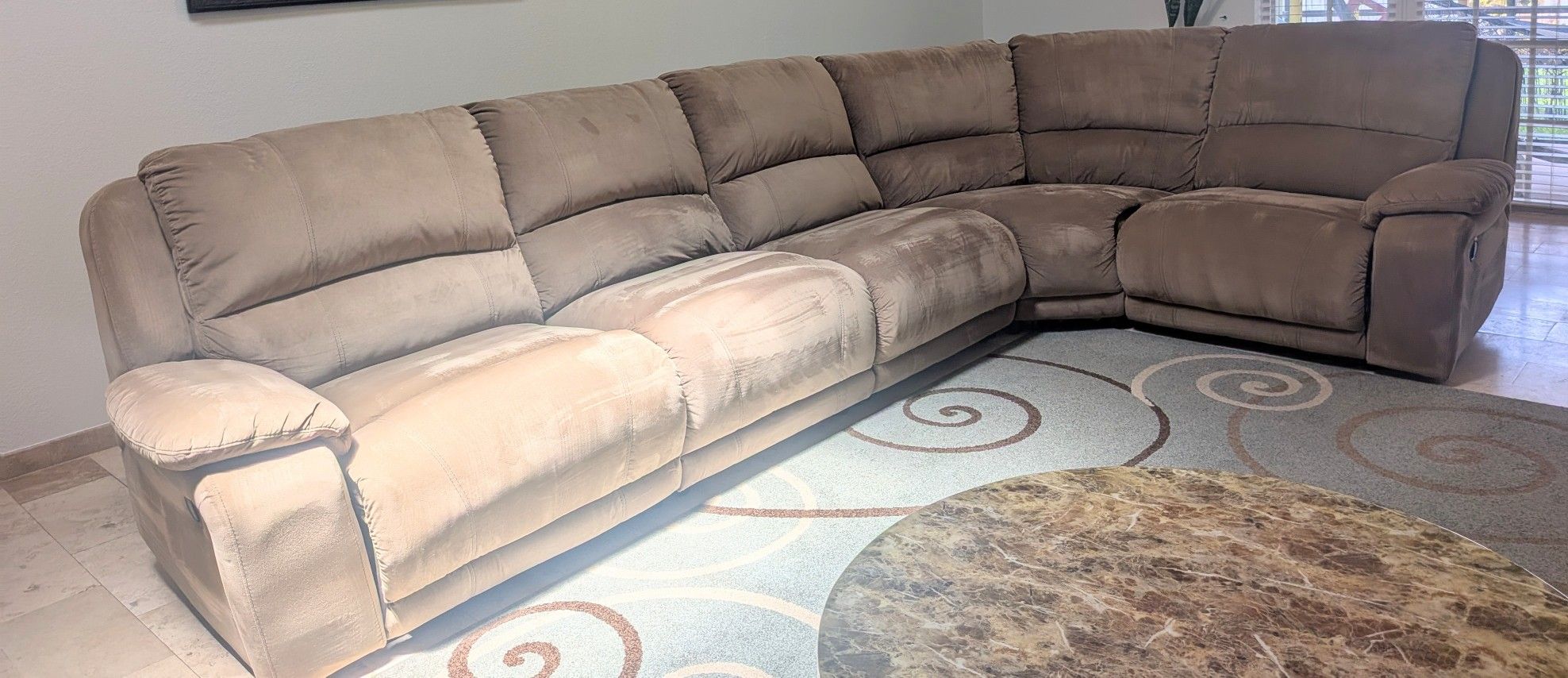 Suede Beige Sectional Sofa