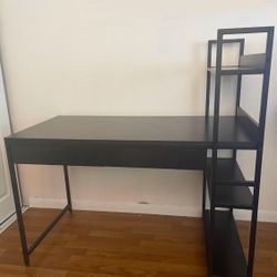 Black Desk With Drawers & Shelves / Vanity Desk