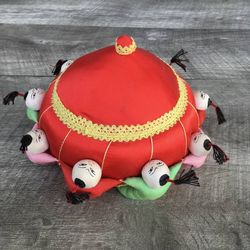 Large Chinese Asian Pin Cushion Sewing Storage Box