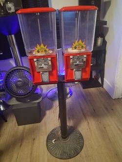vintage Northwestern red double-head gumball and candy vending machine