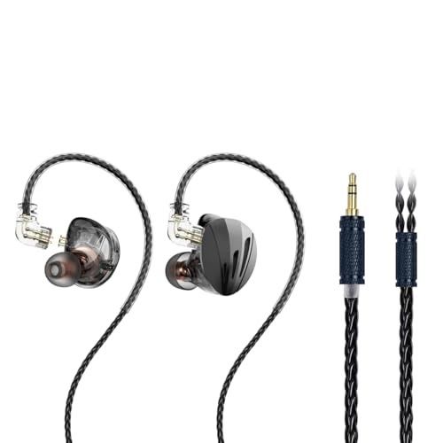 Phinistec HiFi Earbuds with 1BD1DD, Bass Sound Wired Earphone with Detachable Cable for Music and Gaming Black, no micPhinistec HiFi Earbuds with 1BD1