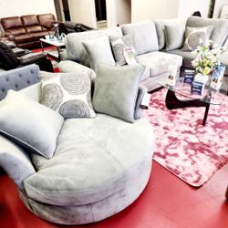 🔥Brand New Sectional Sofa With Oversized Swivel Chair🔥