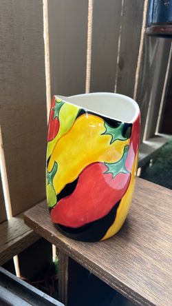 Stone Lite Clay Art Utensil Holder “Caliente” Colorful Peppers Design 7”