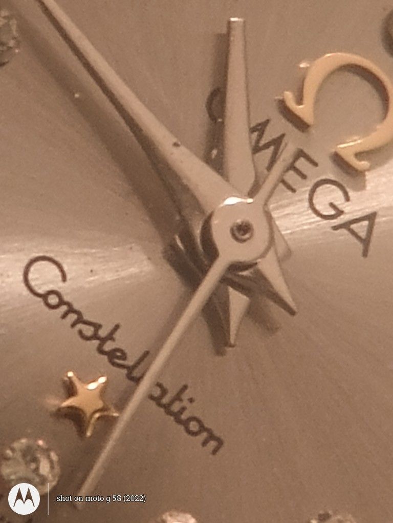 Ladies Omega Constillation Watch. Stainless Face With Diamonds
