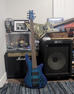 Schecter Stiletto 5 String Blue Burst Electric Bass Guitar
