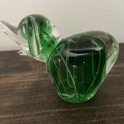 Vintage Green Elephant Glass Paper Weight