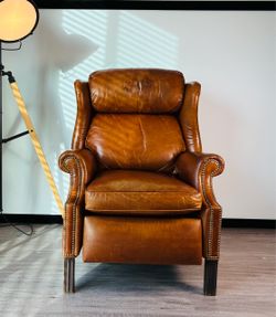 Ethan Allen Townsend Leather Recliner Wingback High Back Chair FREE DELIVERY