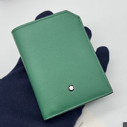 MONTBLANC SELECTION GREEN SOFT LEATHER 4CC MINI WALLET NEW 100% GENUINE ~$470