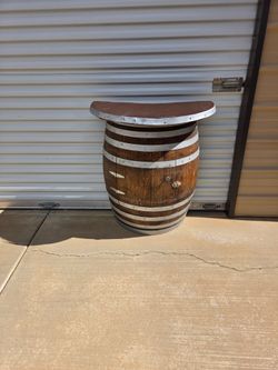Wine Barrel Bar Cabinet with Half-Round Top