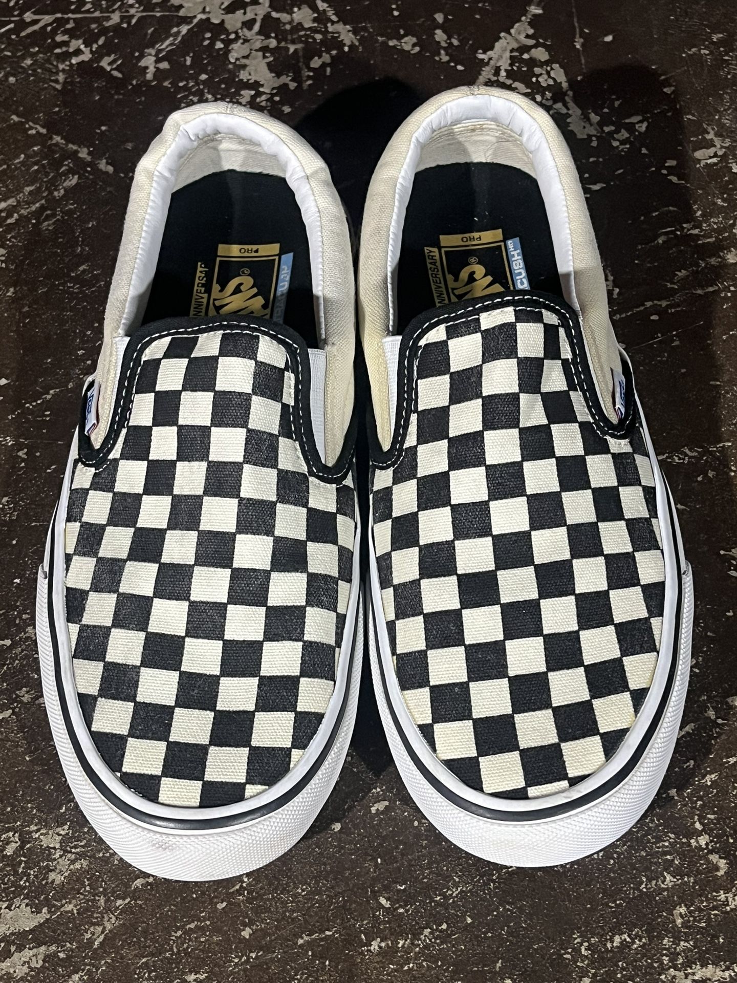 Vans Off The Wall 50th Anniversary Sz 10 Style 98 Slip On Checkered Shoes.