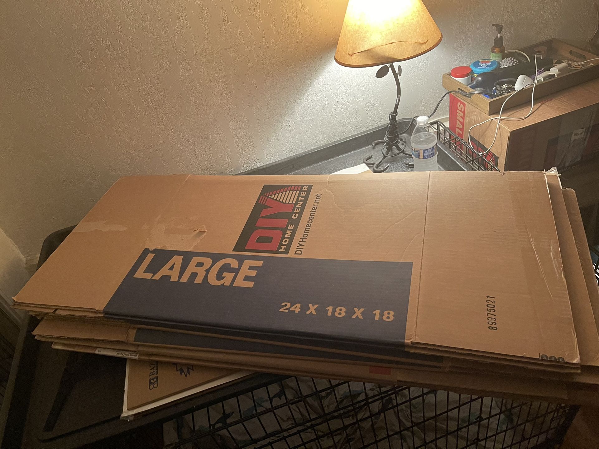 6 Large Moving Boxes + 1 Clothing Wardrobe Box