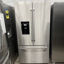 Kitchen Aid French Door Counter Depth Refrigerator Wood Interior 