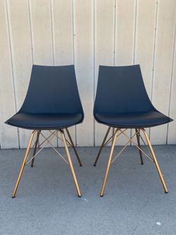 2 Black Modern style chairs with gold legs