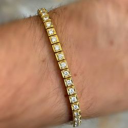 Jewelry 14k solid yellow gold natural Diamond 4.00CTW tennis bracelet 7.00” 4.00mm
