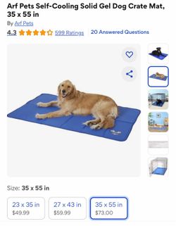 Arf Pets Self-Cooling Solid Gel Dog Crate Mat, 35 x 55 in