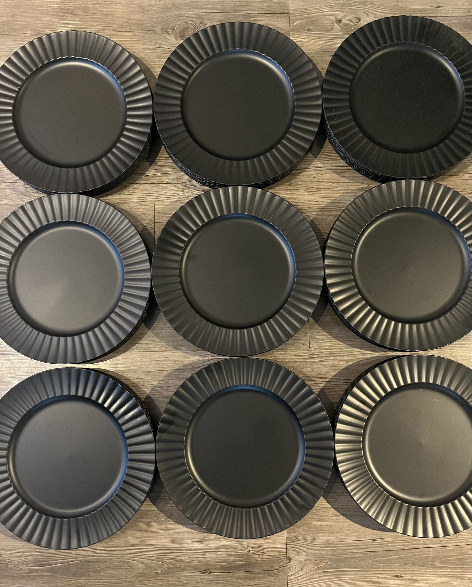 Black Ridged Charger Dinner Plates - USED ONCE