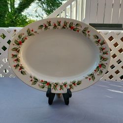 R.H. Macy's All The Trimmings Holly Christmas 6283 Japan Oval Serving Platter