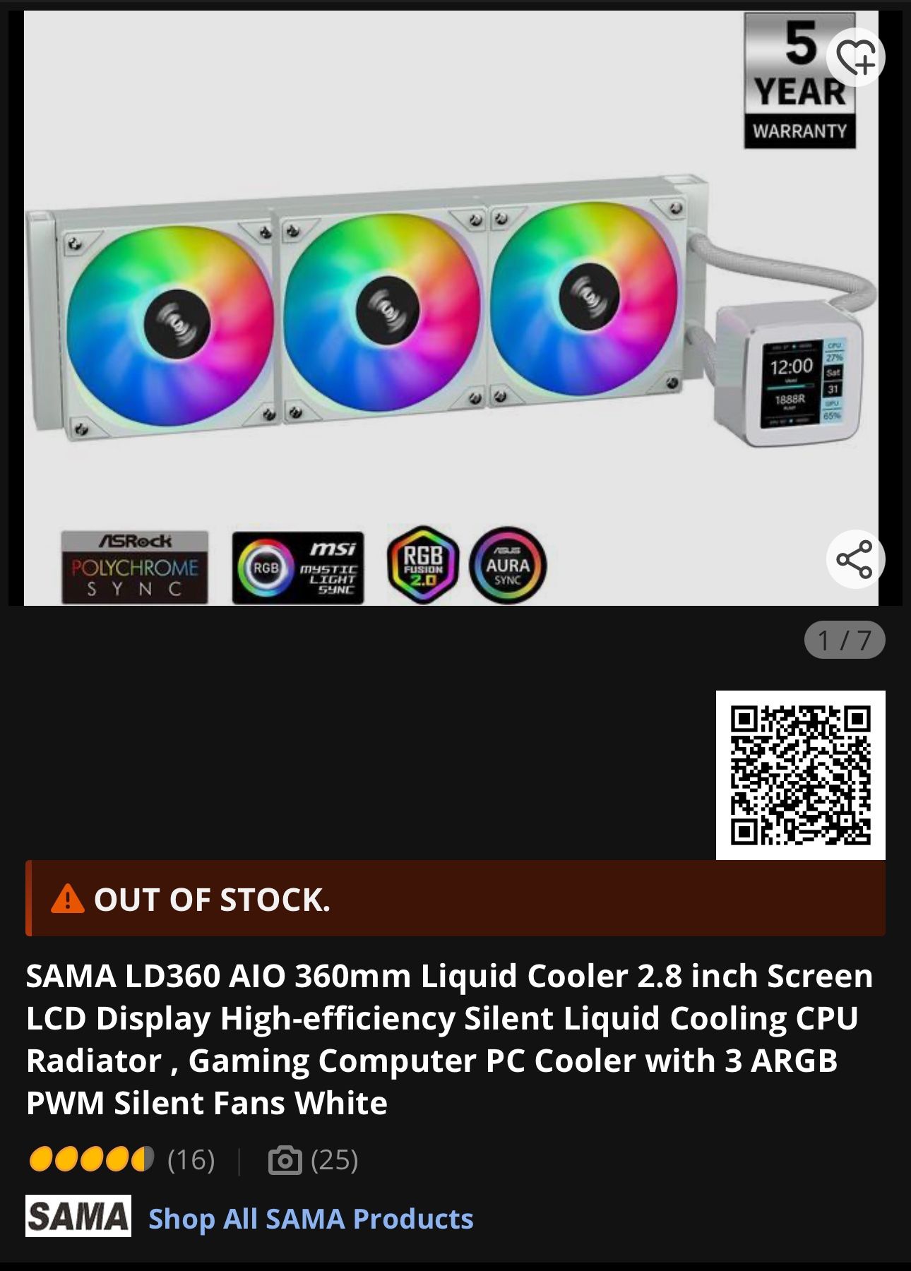 CPU Cooler 360mm Aio (Sealed Box)