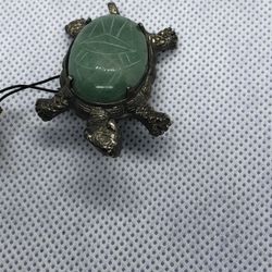 Vintage Sterling Silver Turquoise Turtle  Pin Brooch 