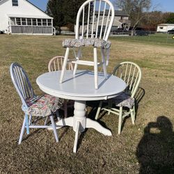 Kitchen Table With Four Chairs Painted Whimsical Colors