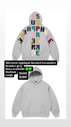 Supreme FW26’ week 7 Sizes M, & L Mirrored Appliqué Hooded Sweatshirt Heather grey