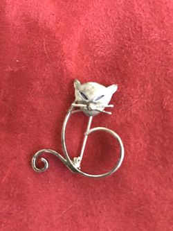 Silver Cat Brooch