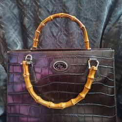 Dooney & Bourke Black Croc Leather Satchel
