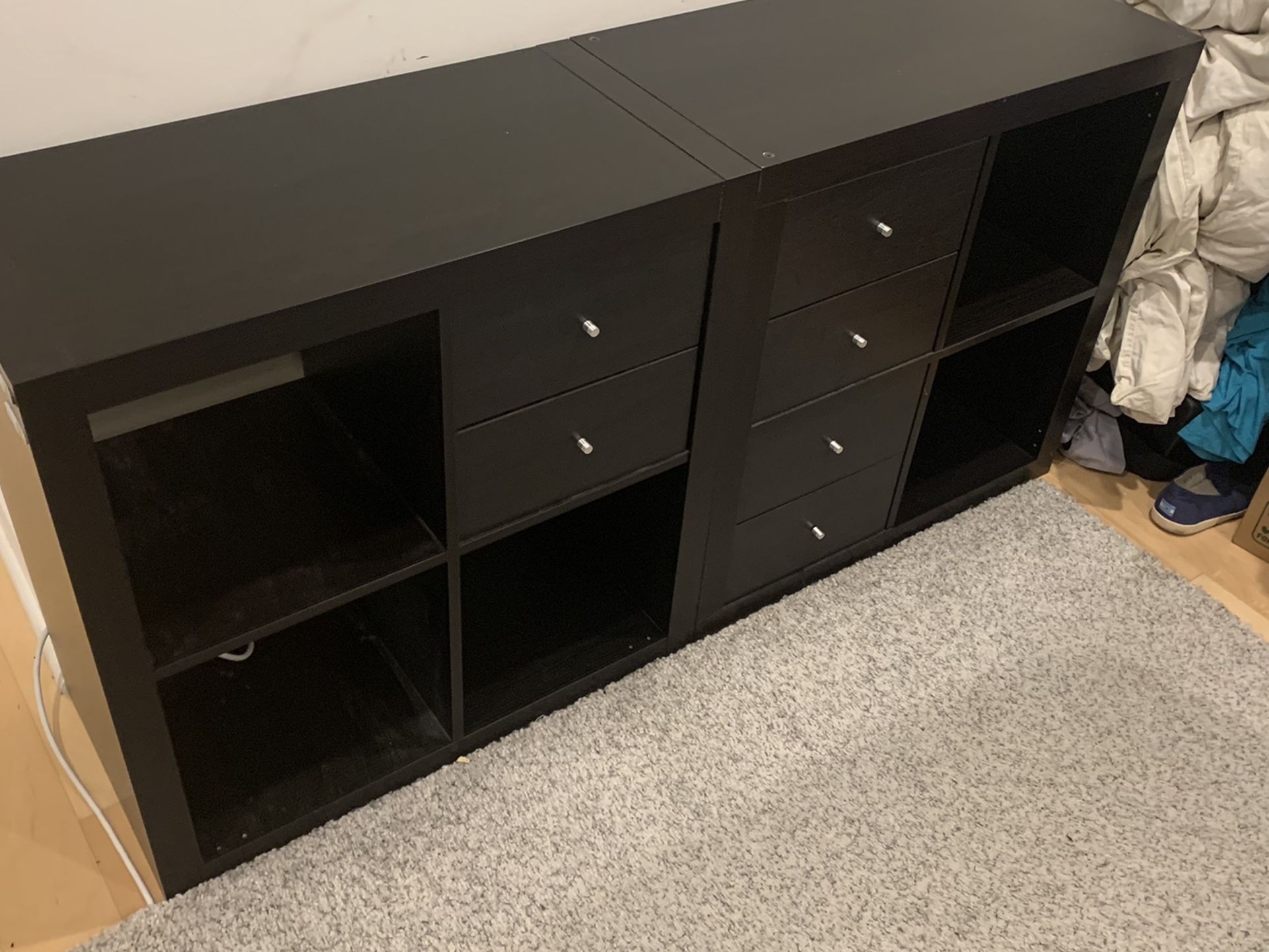 (2) 2x2 Cube Storage, Each With Drawers As Shown