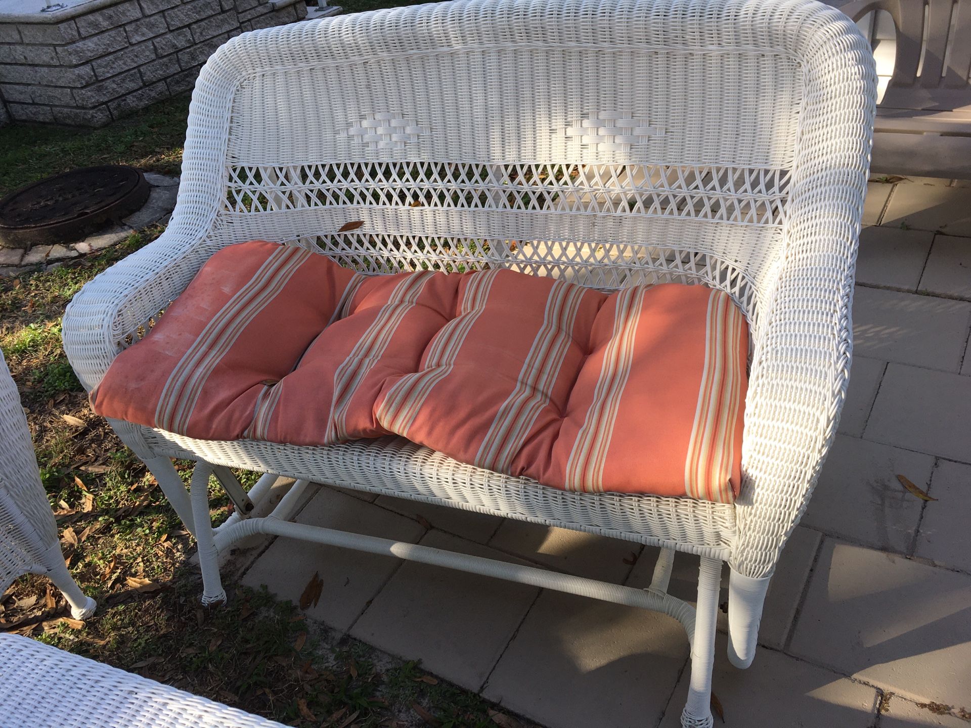 Hampton Bay white resin wicker patio furniture