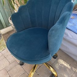Velvet Chair With Brass Bottom Wheels