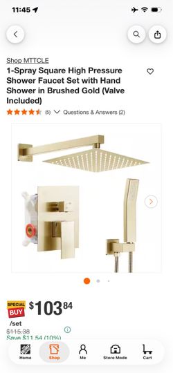 MTTCLE Square Shower Faucet Set Brushed Gold